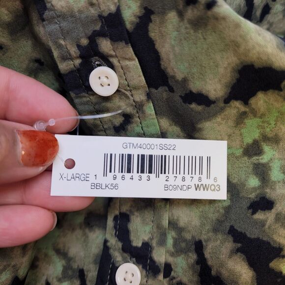 Goothreads Men's Standard-Fit Short Sleeve Poplin Shirt Green Abstract Camo XL - Picture 6 of 10